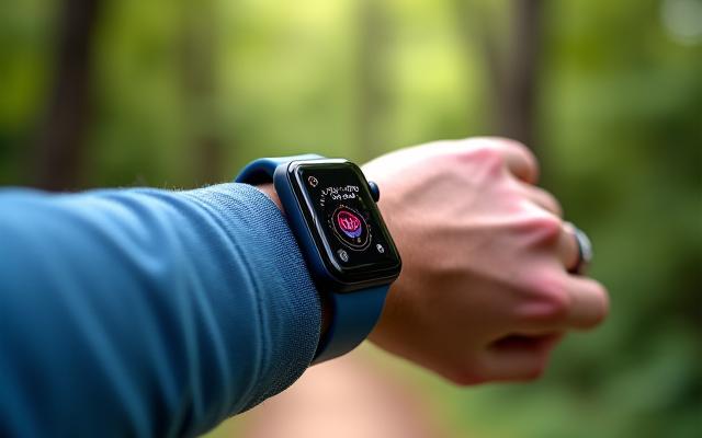 Smartwatch al polso di una persona attiva